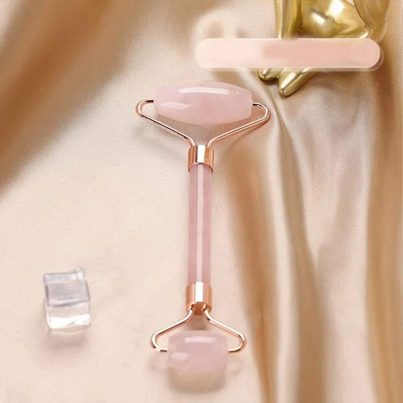 3-teiliges Rosenquarz-Rollen-Set, künstliche Jade, doppelseitiger Gesichtsschönheitsstab, manuelles Massagegerät, 4-teilig, saisonale Verwendung