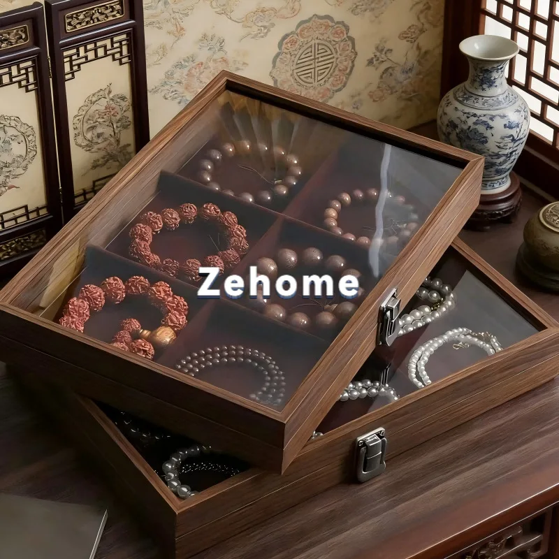 Wooden Jewelry Storage Box for Necklace Ring Earrings Bracelet Display Case