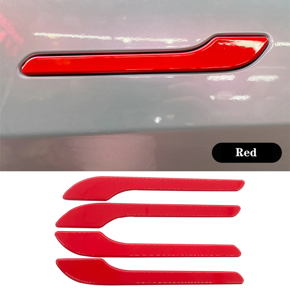 ل تسلا نموذج 3 Y 2016-2025 ألياف الكربون ABS غطاء مقبض الباب حامي ملصق الكسوة 4 قطعة