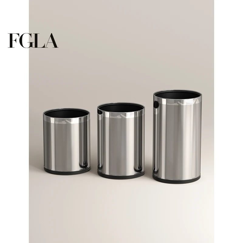 

Large Size 304 Stainless Steel Trash Can Home Living Room Hotel Office Bathroom Kitchen Waste Bin Dustbin Garbage Can Holder