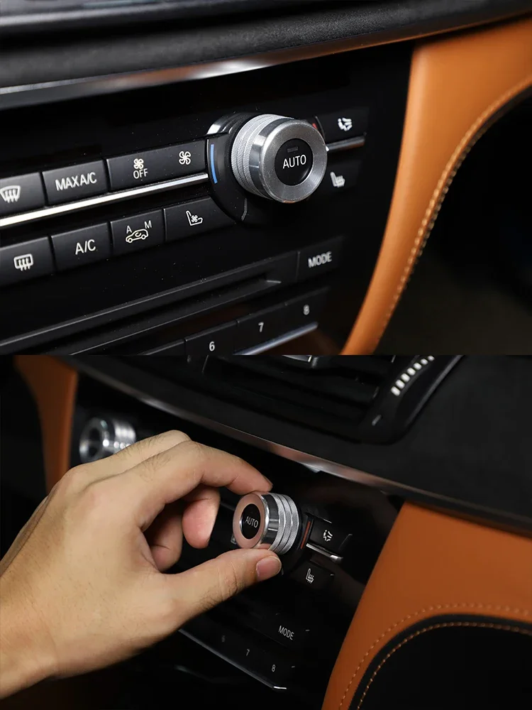Aluminum Alloy Air Conditioner Knob Audio Volume Tune Button Trim Cover Knob Ring For BMW X5 X6 E70 E71 F15 F16 2014-2018