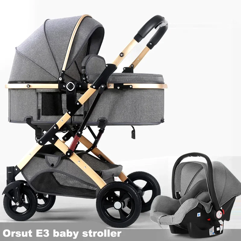 EG256 Newborn Baby Stroller, Two-Way Reclining Pushchair, High Landscape Foldable Carriage, Multi-Function Baby Stroller