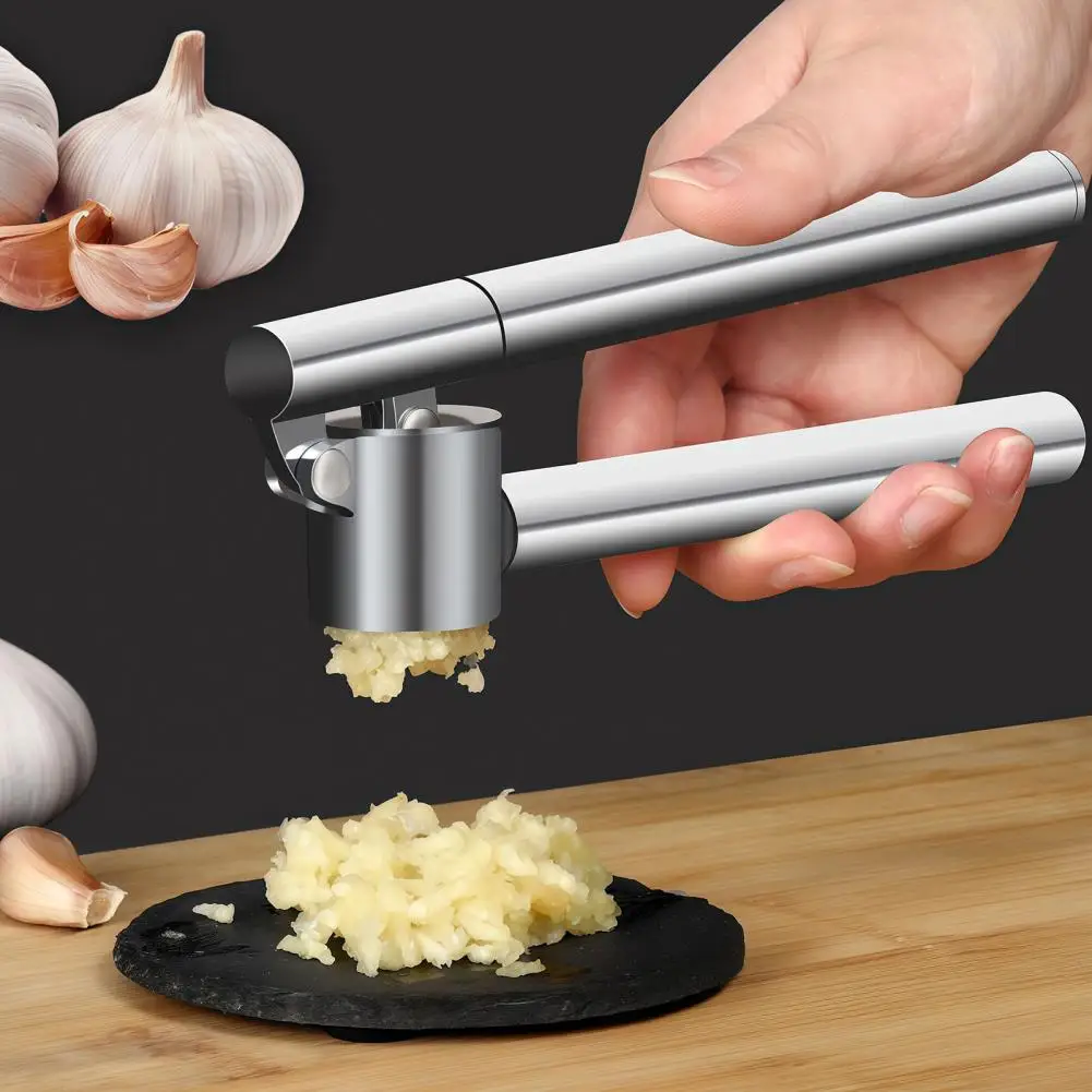 Garlic Press Stainless Steel Heavy Duty Garlic Crusher Stainless Steel Garlic Press Masher Extended Handle Ginger for Kitchen