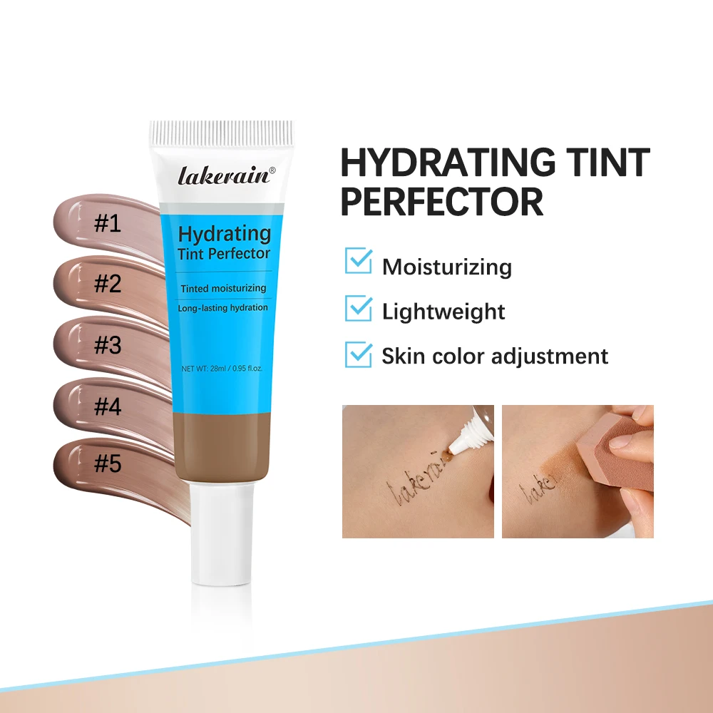 Tint Hydrating Foundation Light/Medium Light Buildable Coverage Natural Glow Finish Long-lasting Hydration Makeup Base  Cosmetic