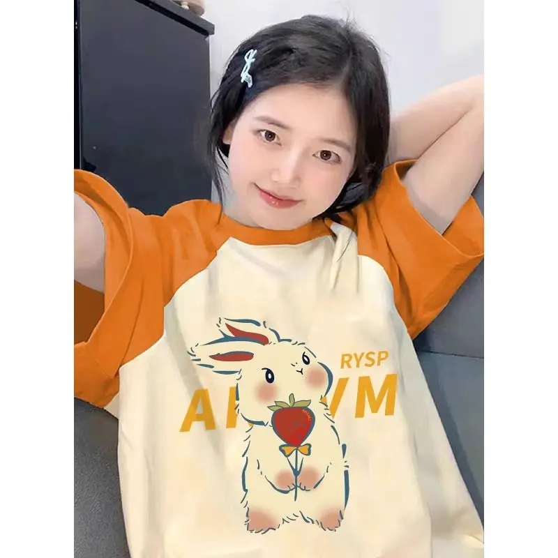 

Kawaii Rabbit Short Sleeve T-shirt for Women Legal System Gentle Design Niche Sweet and Spicy Top 2023 New