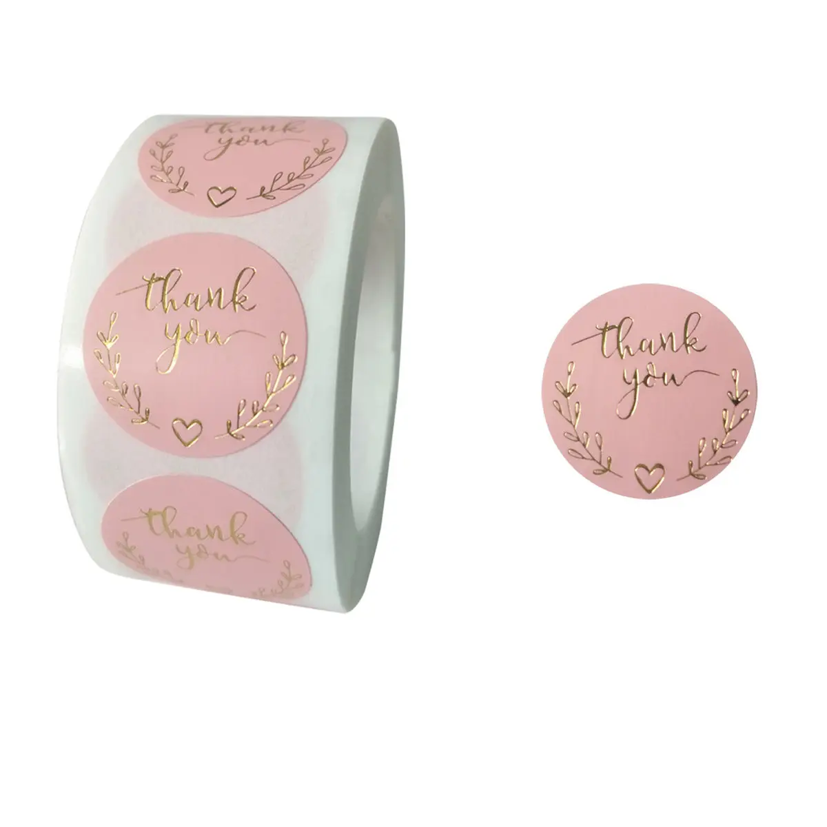 Thank You Sticker, Wedding Souvenirs Seal Lable, 500pcs Romantic Pink Bronzing Sticker for Greeting Cards, Flower Bouquets