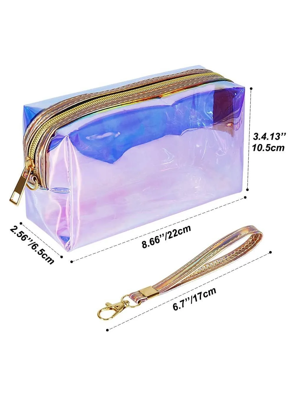 2pcsCosmetic Storage Bag Laser Glitter Waterproof Zip Pouch Ladies Travel Organization Toiletry  Portable Makeup Transparent Bag