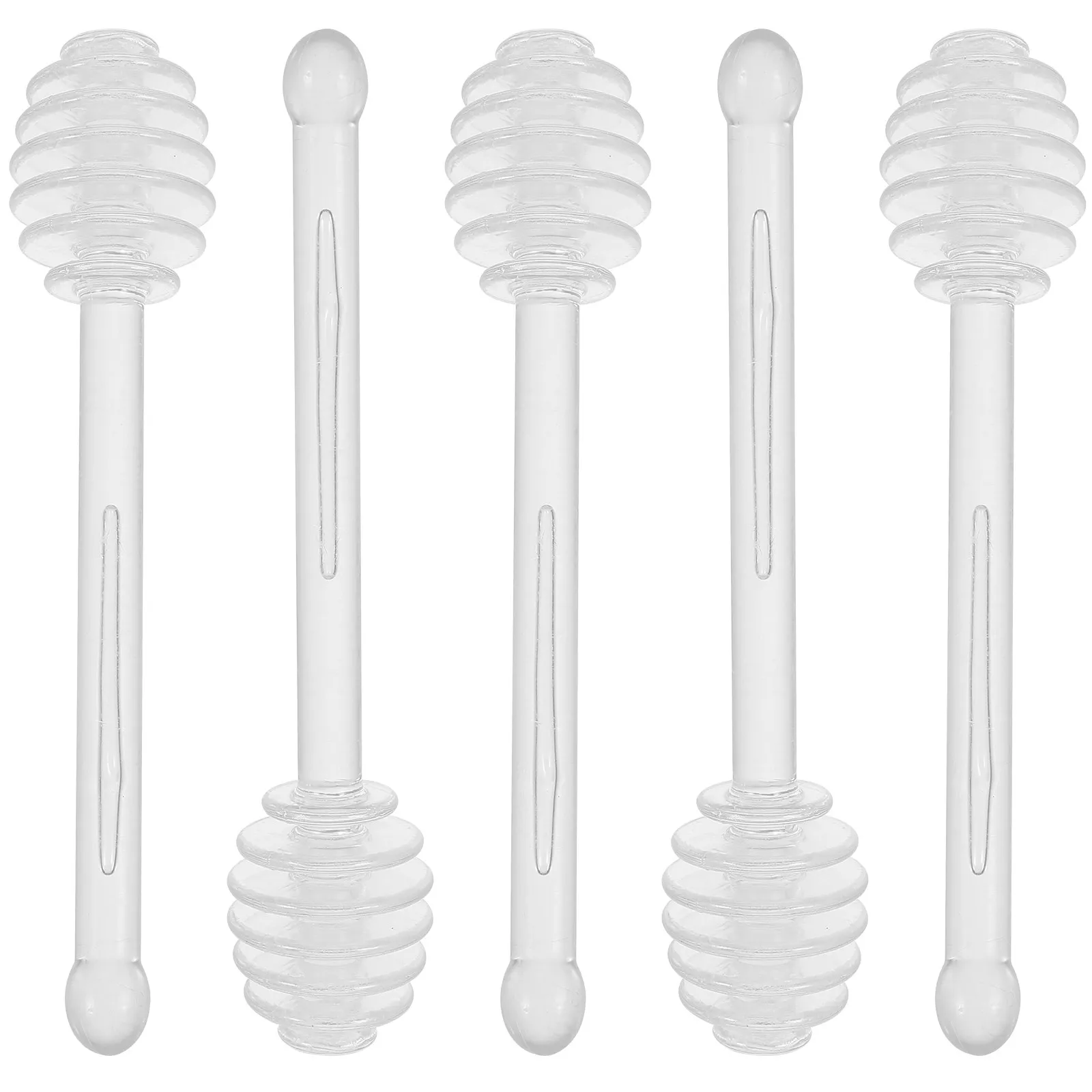 5Pcs Honey Stirring Sticks Clear Plastic Honey Dippers for Kitchen Multi-Purpose Tea Coffee Jam Mixing Rods Reusable Transparent
