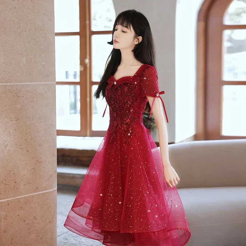 

Maternity Toast Bride 2022 New Wine Red Wedding Dress Engagement Dress Wedding Casual Evening Dress Female