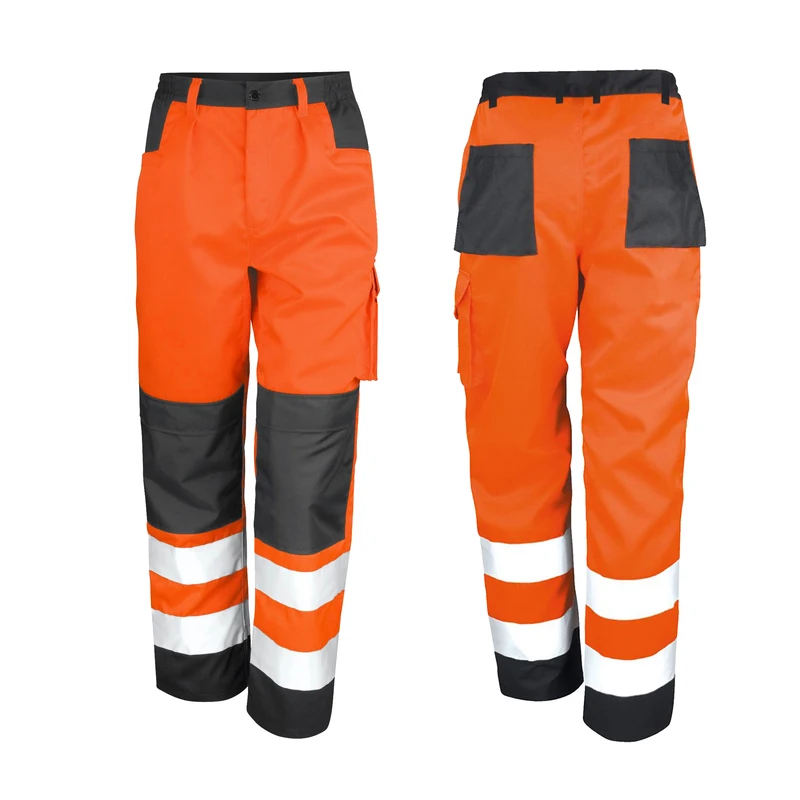 Pantaloni riflettenti da uomo in cotone Multi tasche pantaloni da lavoro da costruzione per uomo Ouddoor Road Workwear pantaloni Cargo di sicurezza