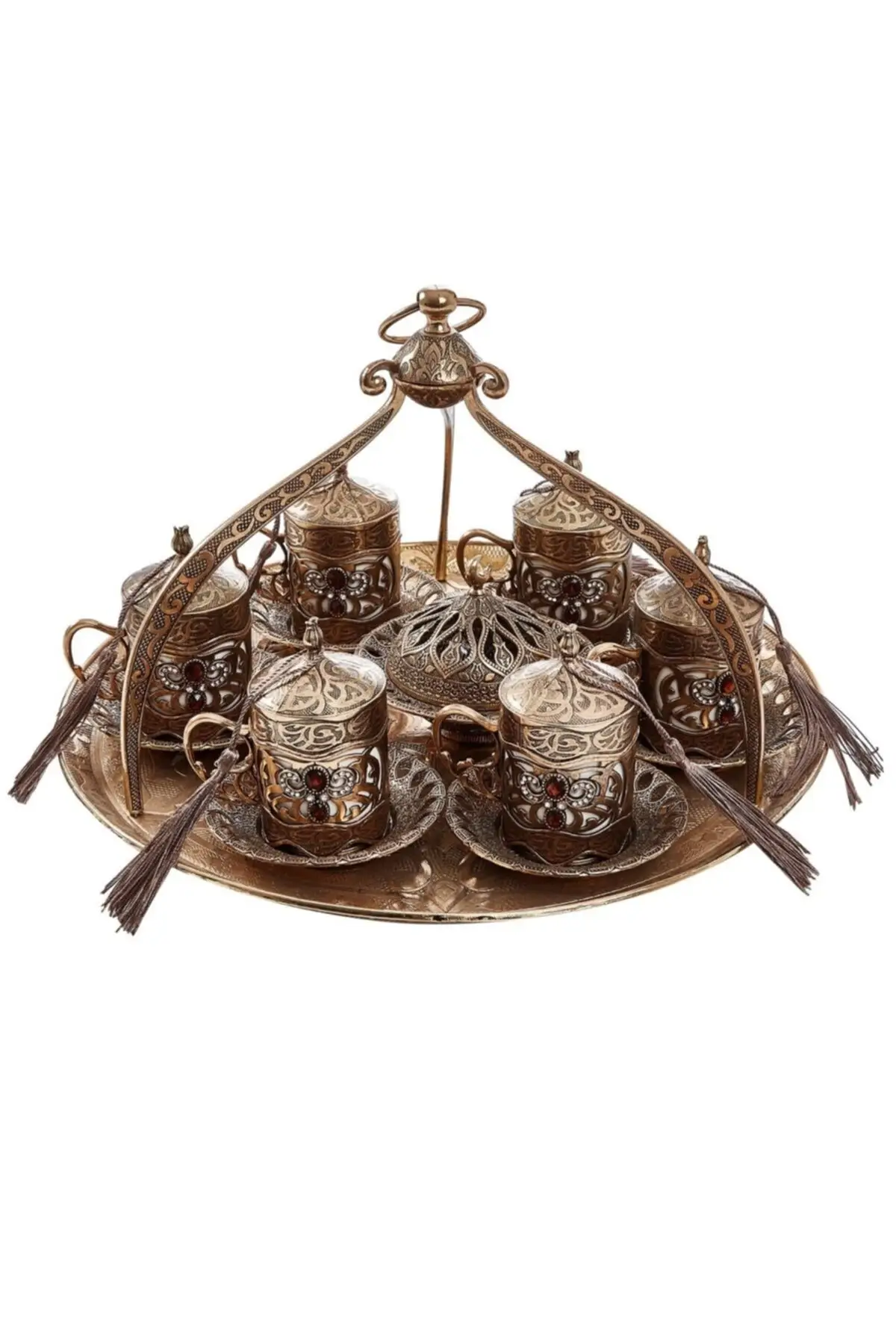 

DOLBOVI 6 person hanging coffee cup set and sugar bowl copper color casting handmade espresso cup