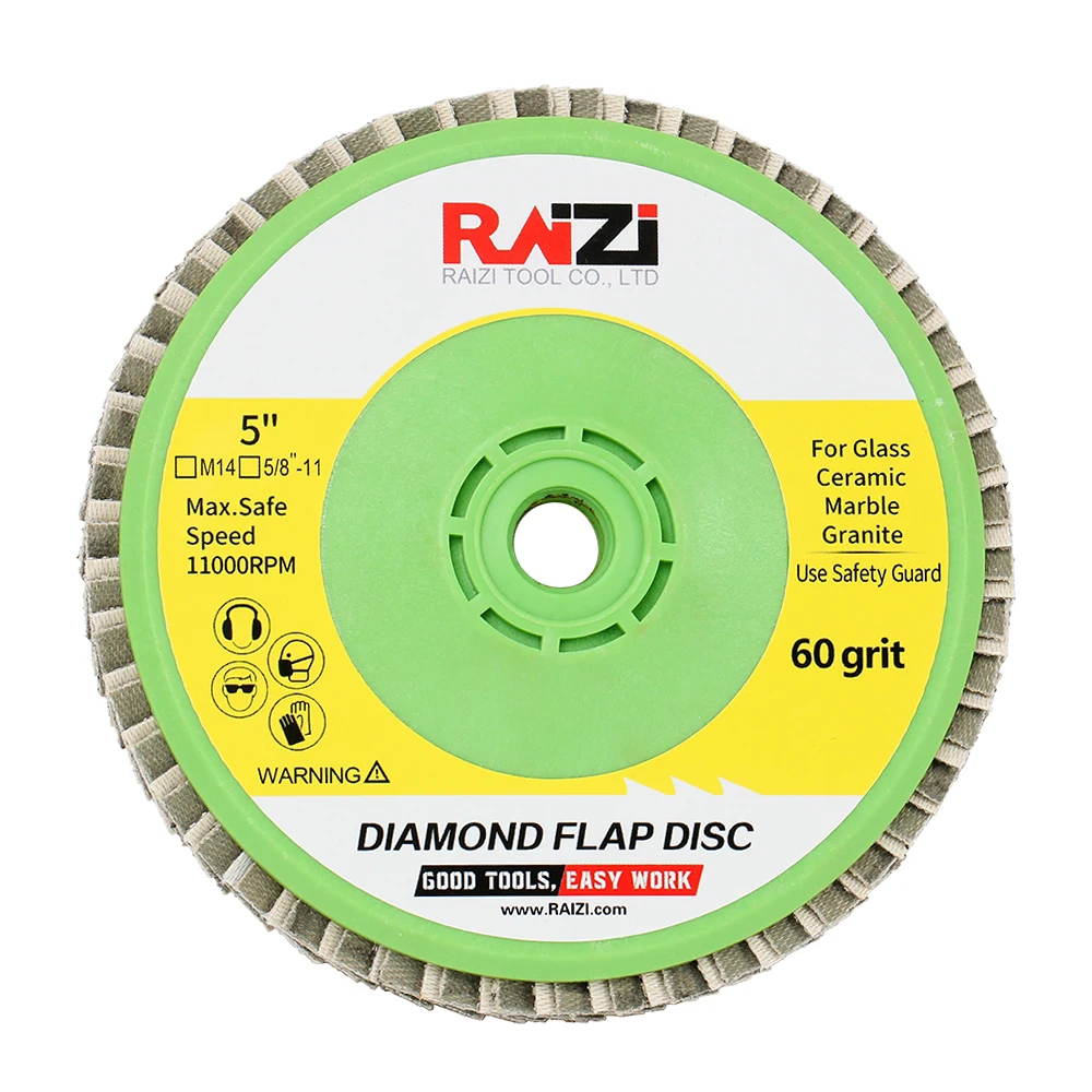 Raizi 5 inch Diamond Flap Disc Grinding Sanding Wheels M14 Thread for Marble Granite Stone Concrete  Ceramics Glass and Metal