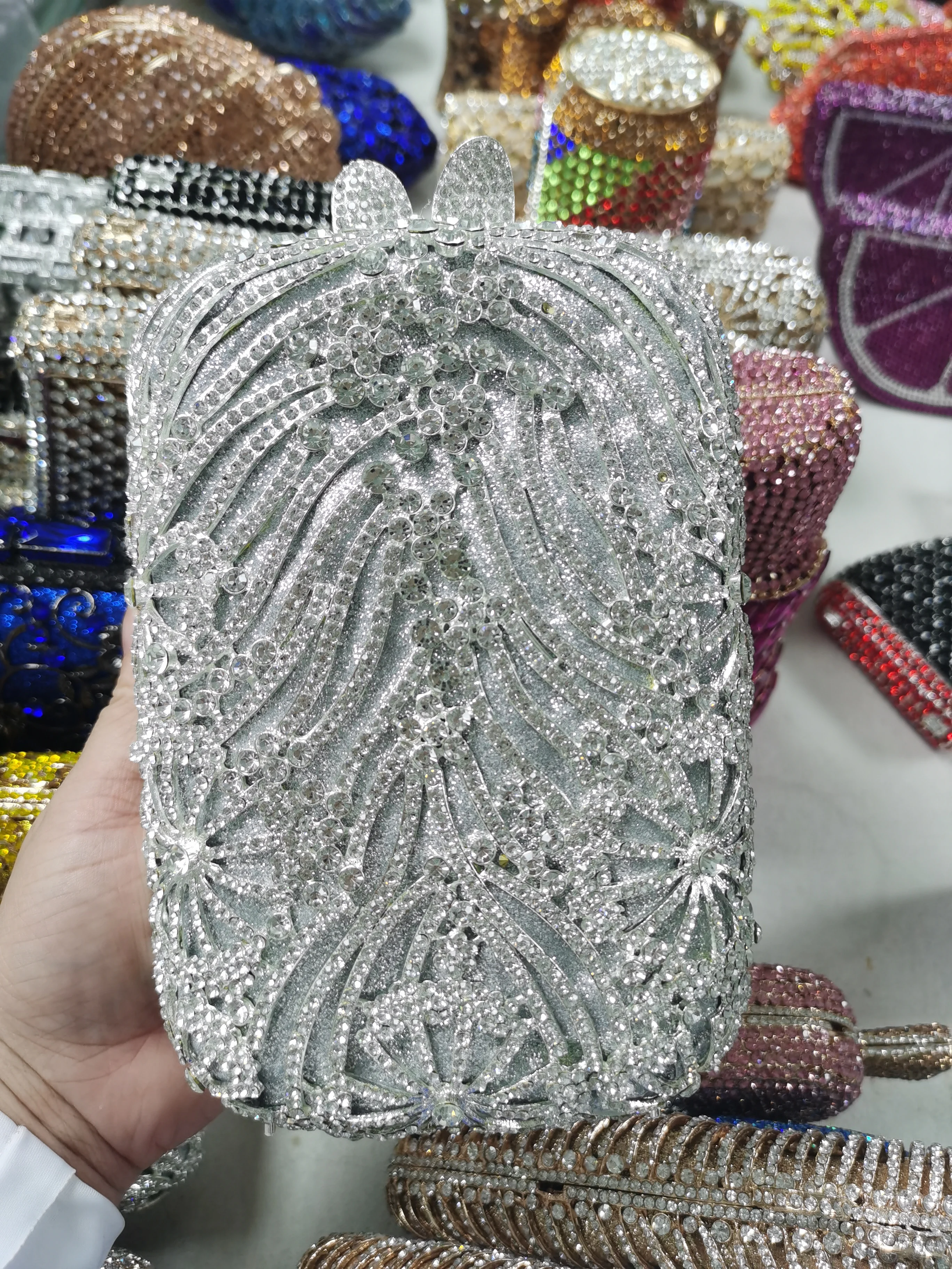 

KHNMEET Newest Crystal Bag Luxury 2022 Rhinestones Evening Clutch Purse Wedding Ladies Party Handbags sm166