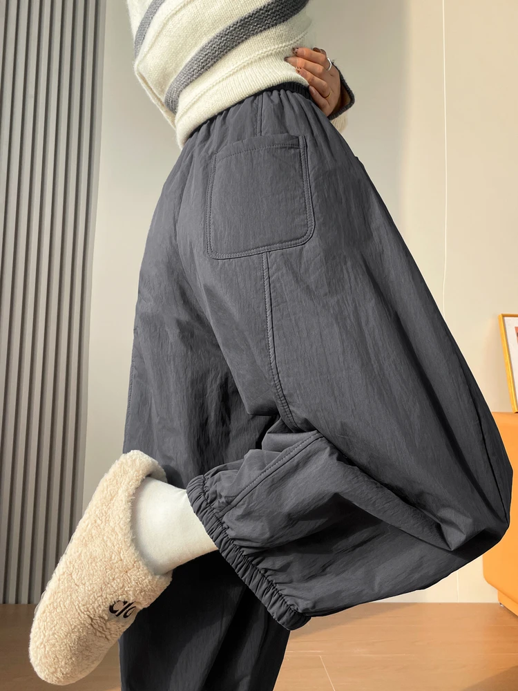 

Женские зимние утепленные брюки-фонарики из хлопка, теплые, маленького размера, с эластичным поясом, утягивающие, повседневные, длиной 7/8, из хлопка.