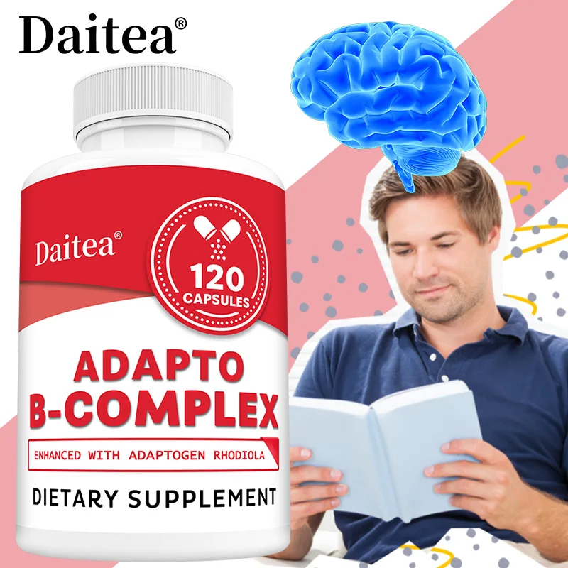 Adapto B Complex - Rich in B Vitamins, Boosts Energy, Immunity, Cognition, and Mood, and Promotes Healthy Skin, 120 Capsules