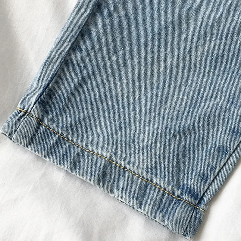 Pantalon en denim chic à longueur de rinçage pour femme, jean taille haute vintage, joli nœud adt, grande taille, décontracté, 03/fjFemme, nouveau