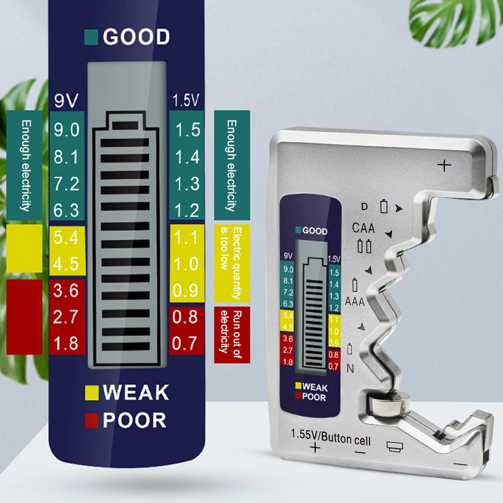 Portable Digital Battery Tester Display for D N AA AAA 9V 1.5V Button Cell  Capacity Check Detector Voltage Capacity Test Tool