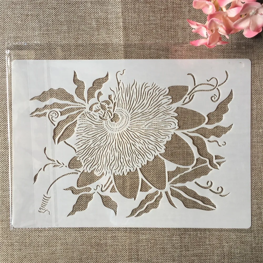 4Pcs A4 29cm Myth Goddess Flower DIY Layering Stencils Wall Painting Scrapbook Coloring Embossing Album Decorative Template