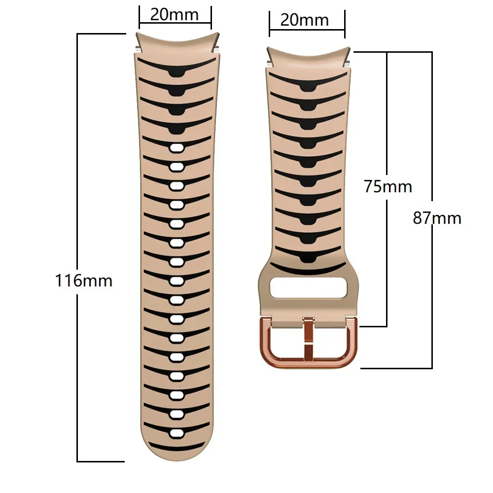 No Gap Two-color Silicone Strap for Samsung Galaxy Watch 7/6/5/4 40mm 44mm Pro 45mm Bracelet Band Watch 6 Classic 47mm 43mm Band