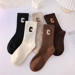 1Pair Cute Breathable Mesh Ankle Summer Running Socks Tube Cotton Socks Women Letter C Print Socks Lady Short Sock For Cycling