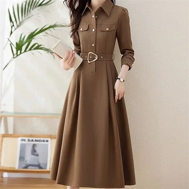 High quality Dress Women 2026 New Autumn Fashion Temperament Slim Casual All-match Party Dresses Female Vestidos KX138