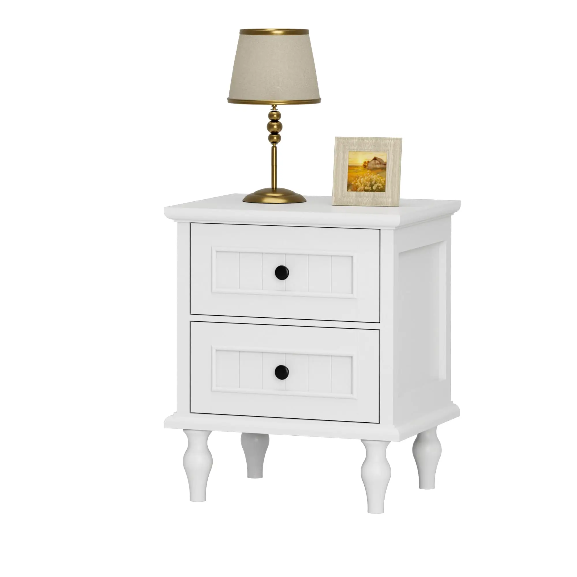 

Free Shipping Antique Style Taller Nightstand Single End Table with 2 Drawers for Bedroom