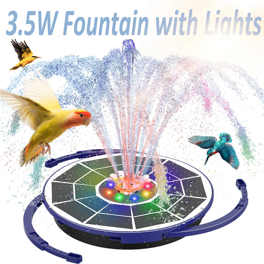 

Solar Power Water Pump with Auto/night Mode Work Day and Night and 8 Nozzles Different Water Spraying Solar Fountain for Outdoor