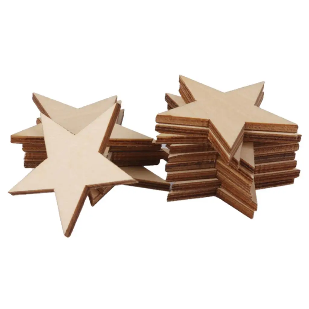 Abbellimenti di stelle in legno da 3mm creazione di carte fai da te Scrapbooking decorazioni rustiche