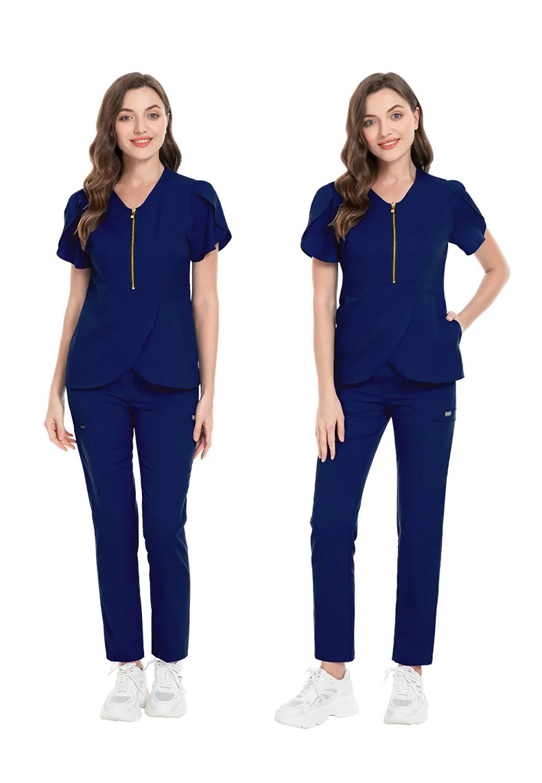 Women Wear Stylish Scrub Sets Fashion Medical Suits Hospital Uniform Tops Pant Beauty Salon Dental Clinic Workwear Clothes Set