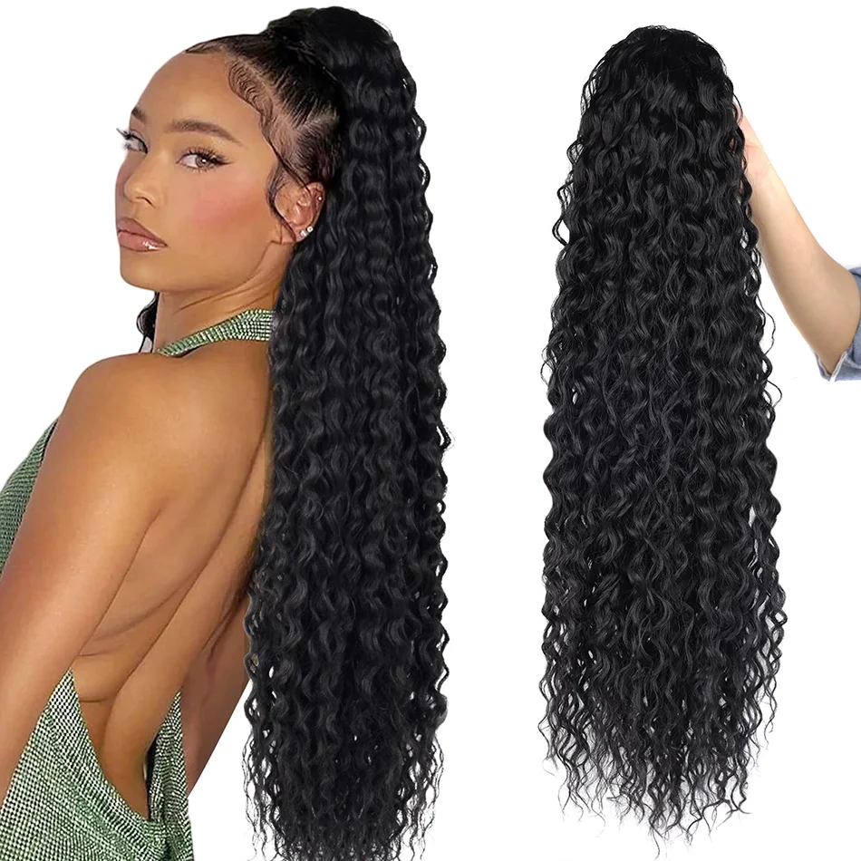 

Синтетический 32-дюймовый Afo Kinky Curly Drawstring Ponytail Высокотемпературное волокно PonyTail Наращивание волос для женщин Повседневная одежда Косплей