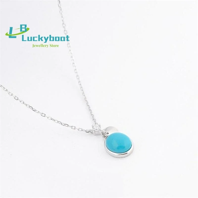 

Ювелирные изделия из 100% серебра S925, бирюзовое ожерелье, женское ожерелье в форме капли с короткой ключицей, подарки на день Святого Валентина