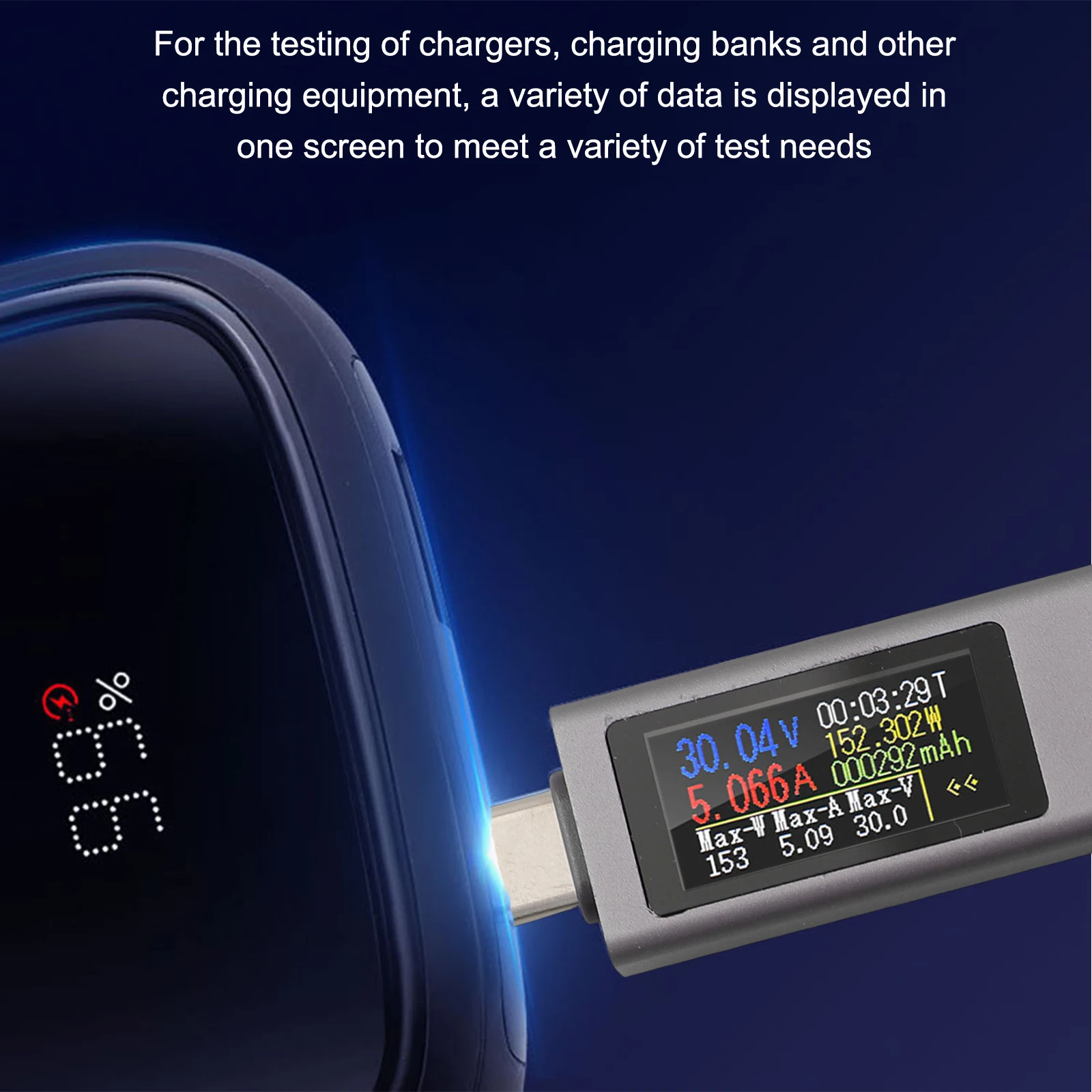 

2302C USB Meter Phone Charging Tester Charging Measurement Power-off Data Saving CNC Metal Shell Dustproof And Drop-proof
