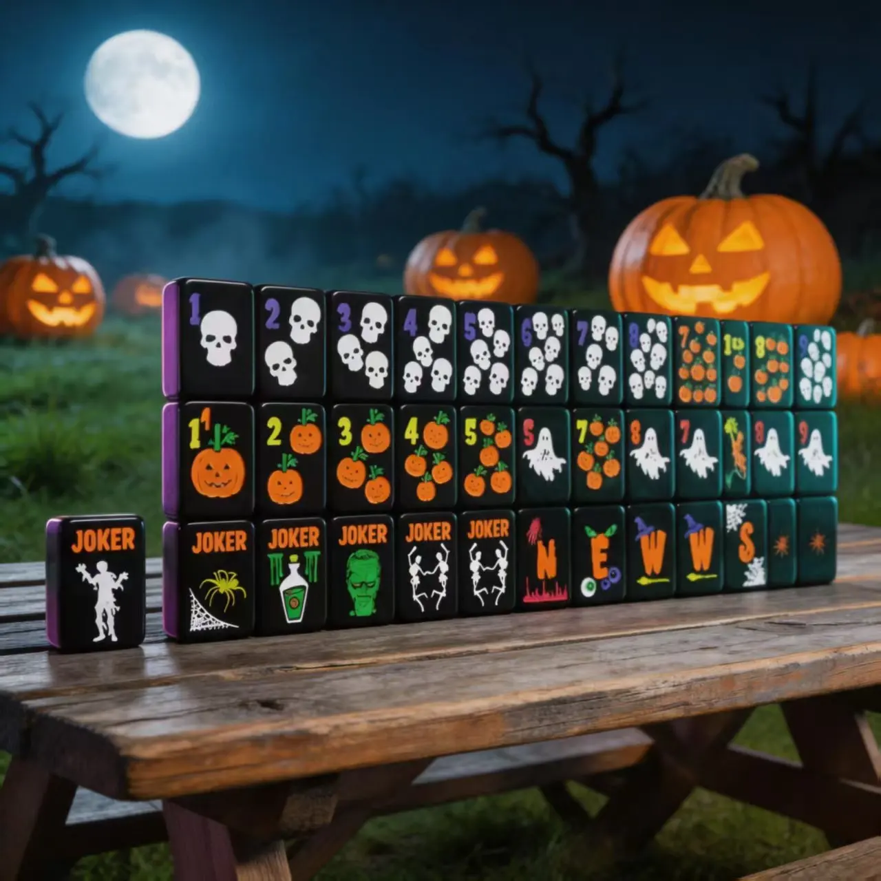 160 Acrylic Black American Mahjong Set, Halloween Classic Party Game, Gift, Ready to Ship, 4 Players, Premium Quality