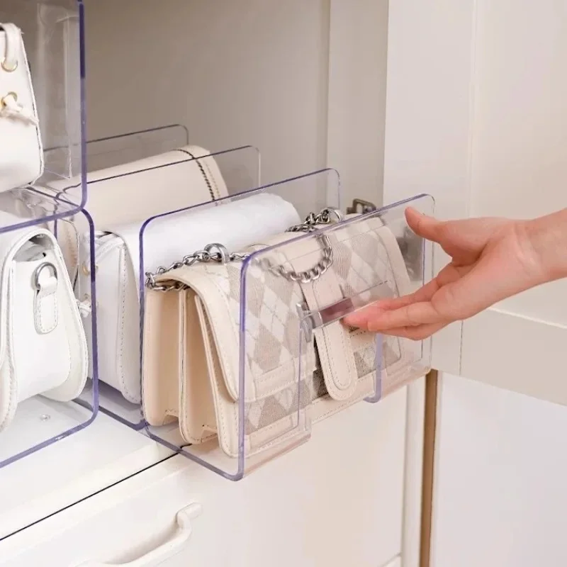 

1PC Acrylic Luxury Bag Display Rack Wardrobe Divider Handbag Storage Rack Women'S Transparent Purse Bookshelf Organizer