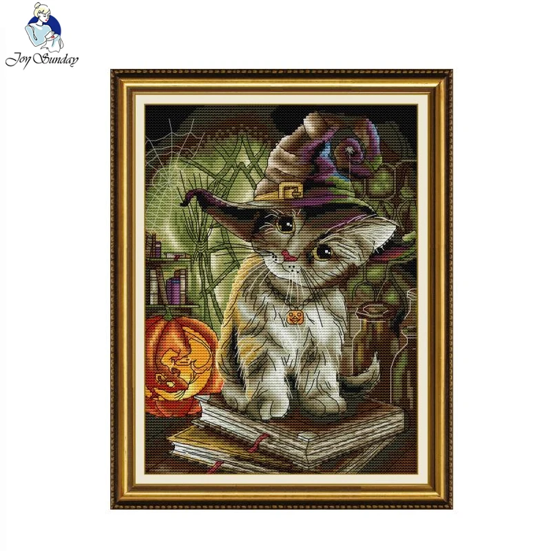 Набор для вышивки крестиком JoySunday с изображением милой кошки, 16/14/11 карат