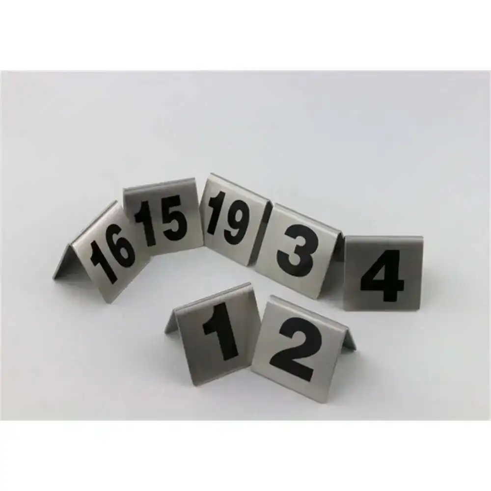 20pcs Double-sides Stainless Steel Table Sign Number Plate Wedding Table Number Restaurant Cafe Bar Place Desk Digit Card Holder