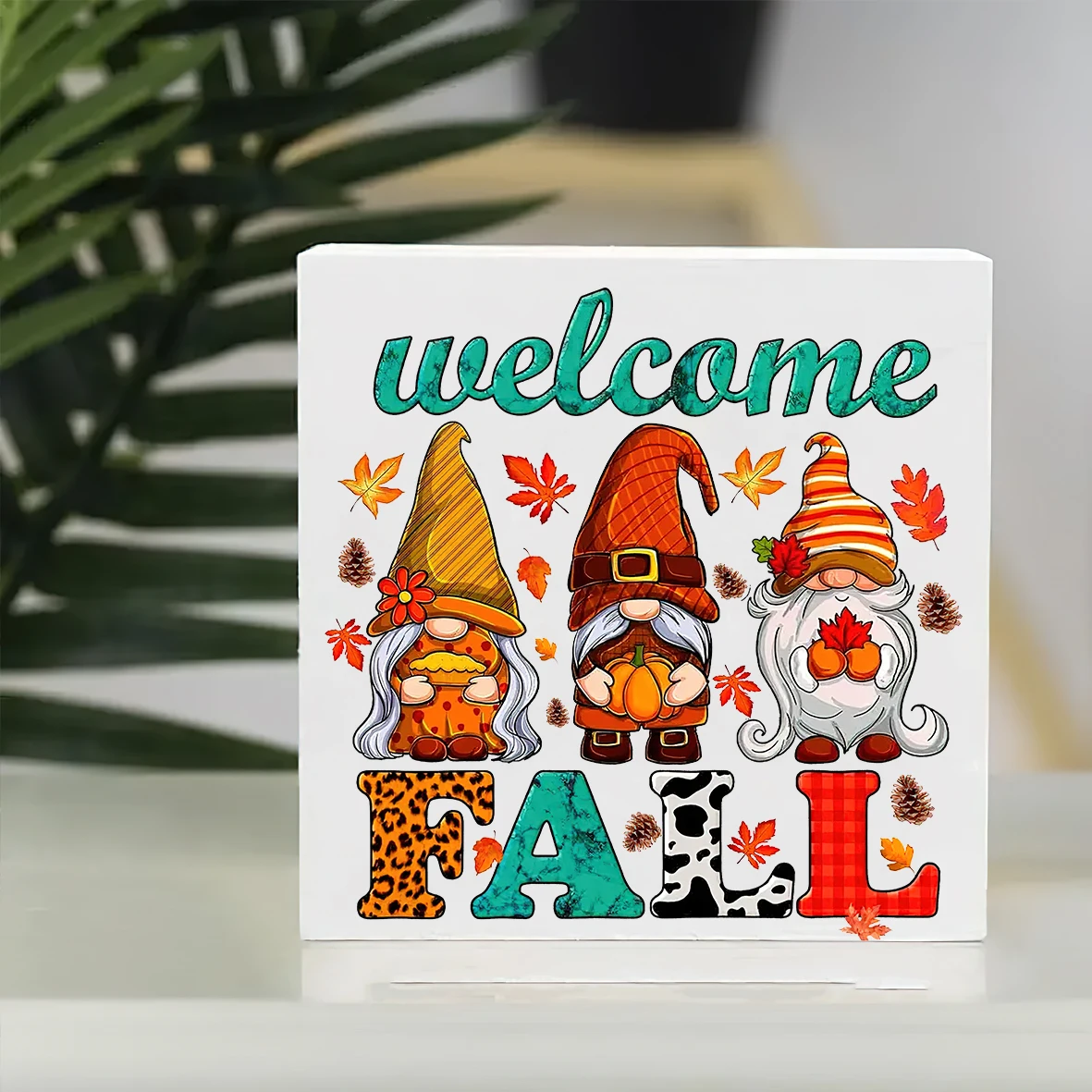 ديكور ساحر من خشب مابل ليف جنوم - مثالي لموسم الخريف وعيد الشكر والحصاد - مثالي للمنزل والمكتب وعرض الرف