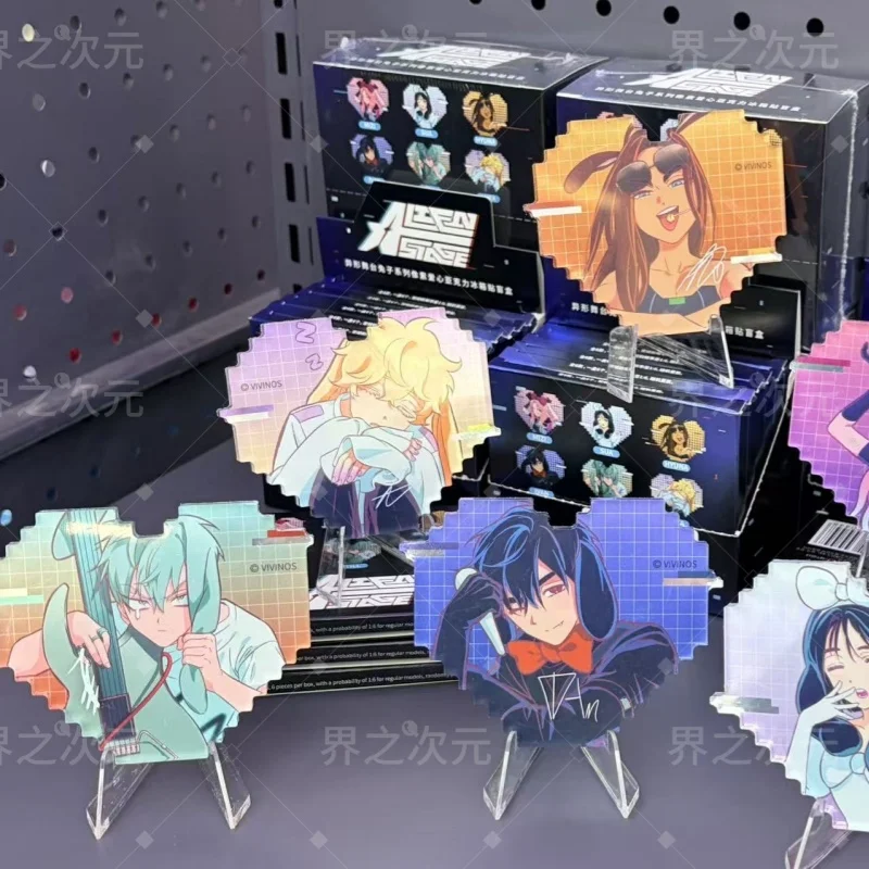 

Новая серия Alien Stage Rabbit Pixel Heart, акриловая игрушка-магнит на холодильник, модный орнамент, подарок, аниме, косплей, коллекционные игрушки