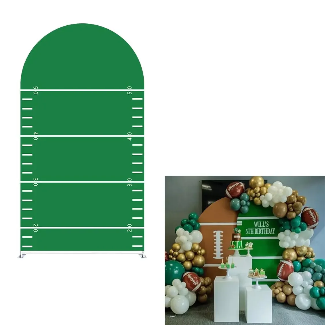 Mocsicka 2-Sided غطاء قوس الرجبي تحت عنوان الطرف الديكور خلفية استحمام الطفل قوس جدار الاطفال حفلة عيد ميلاد صور راية الدعائم