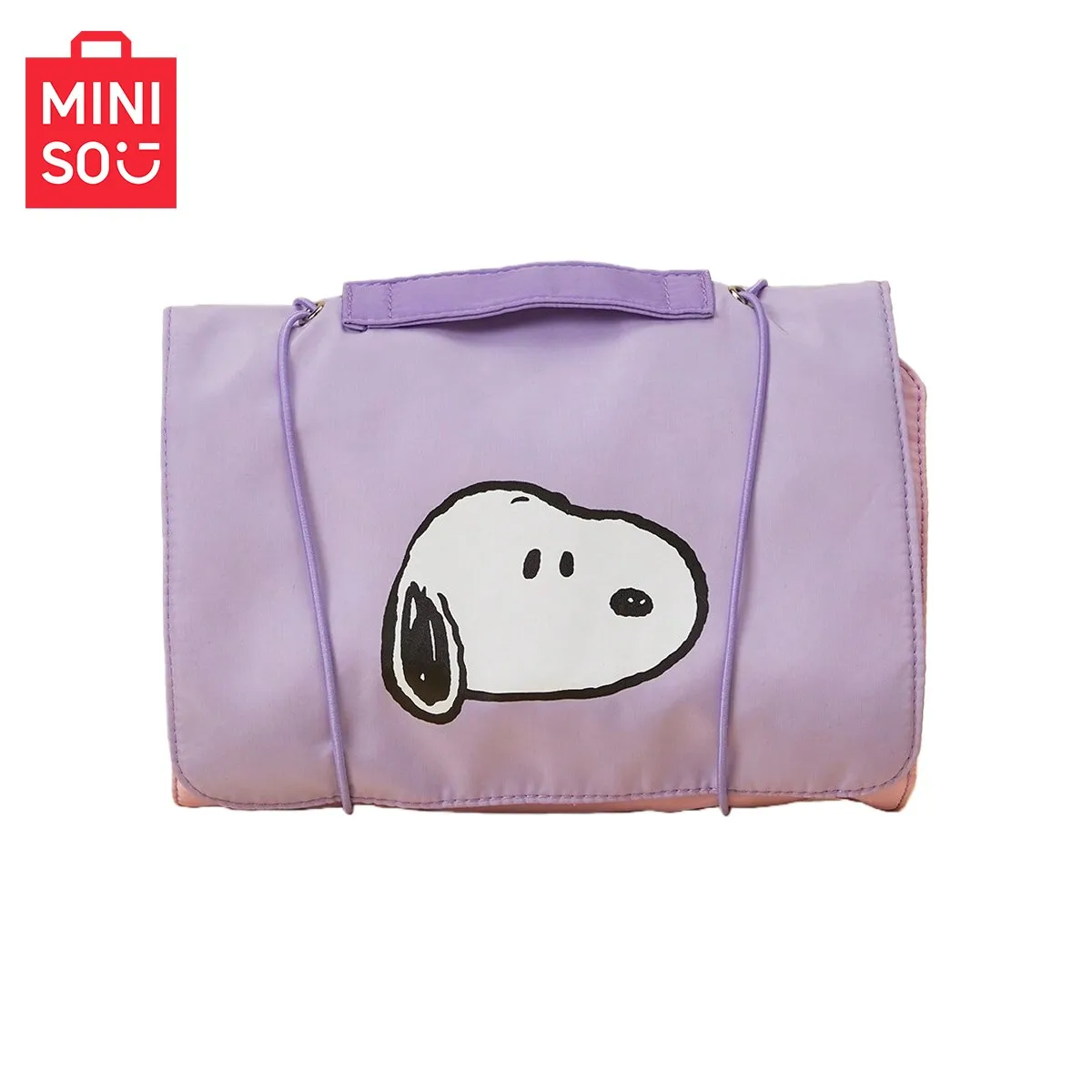 MINISO 스누피 컬러풀 라이프 시리즈 접이식 메이크업 가방 메이크업 보관 가방 여성용 화장실 가방 여행용 지퍼 보관 가방