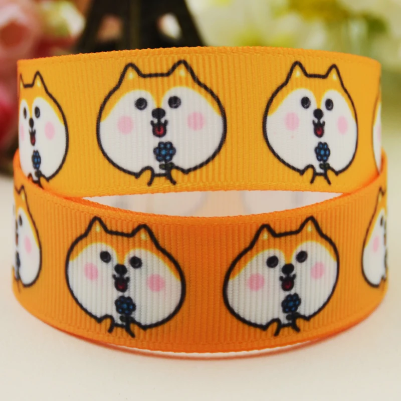 22mm 25mm 38mm 75mm dog pattern cartoon printed Grosgrain Ribbon party decoration 10 Yards satin ribbons