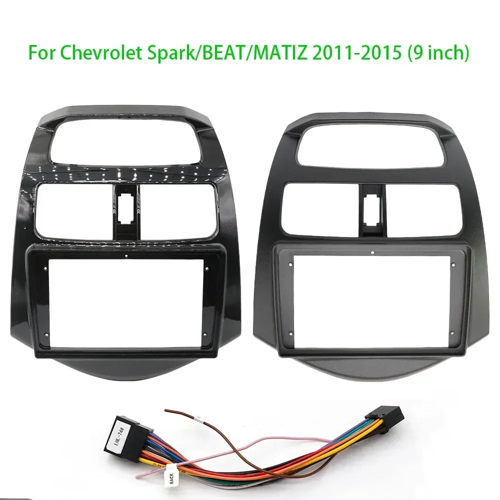 Reproductor de DVD y Radio para coche, marco de Fascias para Chevrolet Spark/BEAT/MATIZ 2011-2015, 9 pulgadas, accesorios decorativos para salpicadero interior
