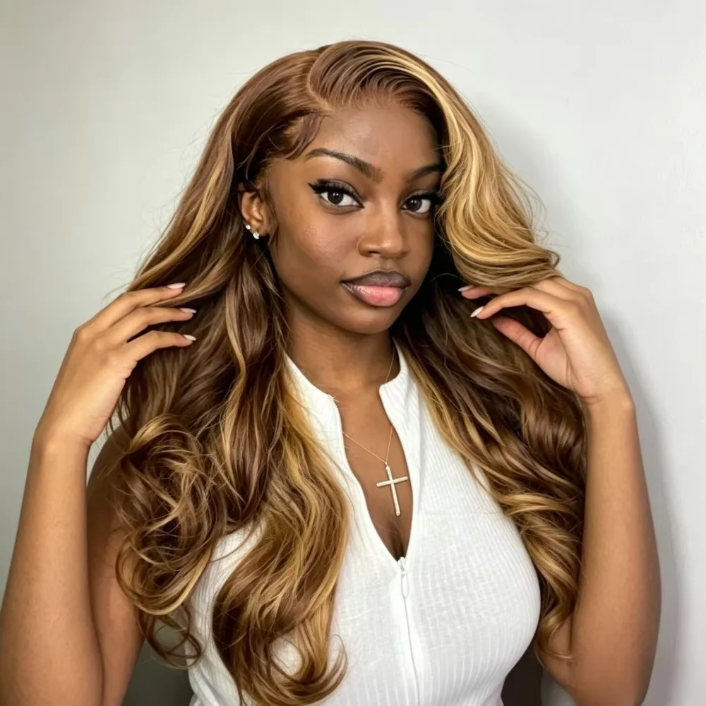 

Highlight P4/27 Body Wave Wigs 18-46 Inches 13x6 HD Lace Front Wig 220% Density Human Hair Honey Blonde Ombre Brown 13x4 Lace Frontal Wigs