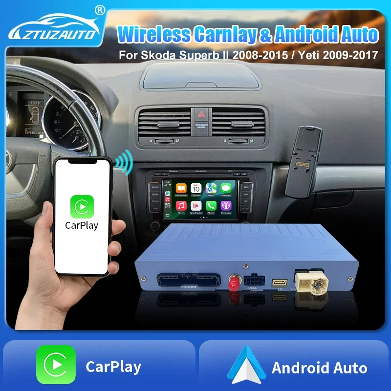 Wireless Android Auto CarPlay for SKODA Superb II 2008-2015 / Yeti 2009-2017 Support Mirror Link Airplay Navi Touch Control