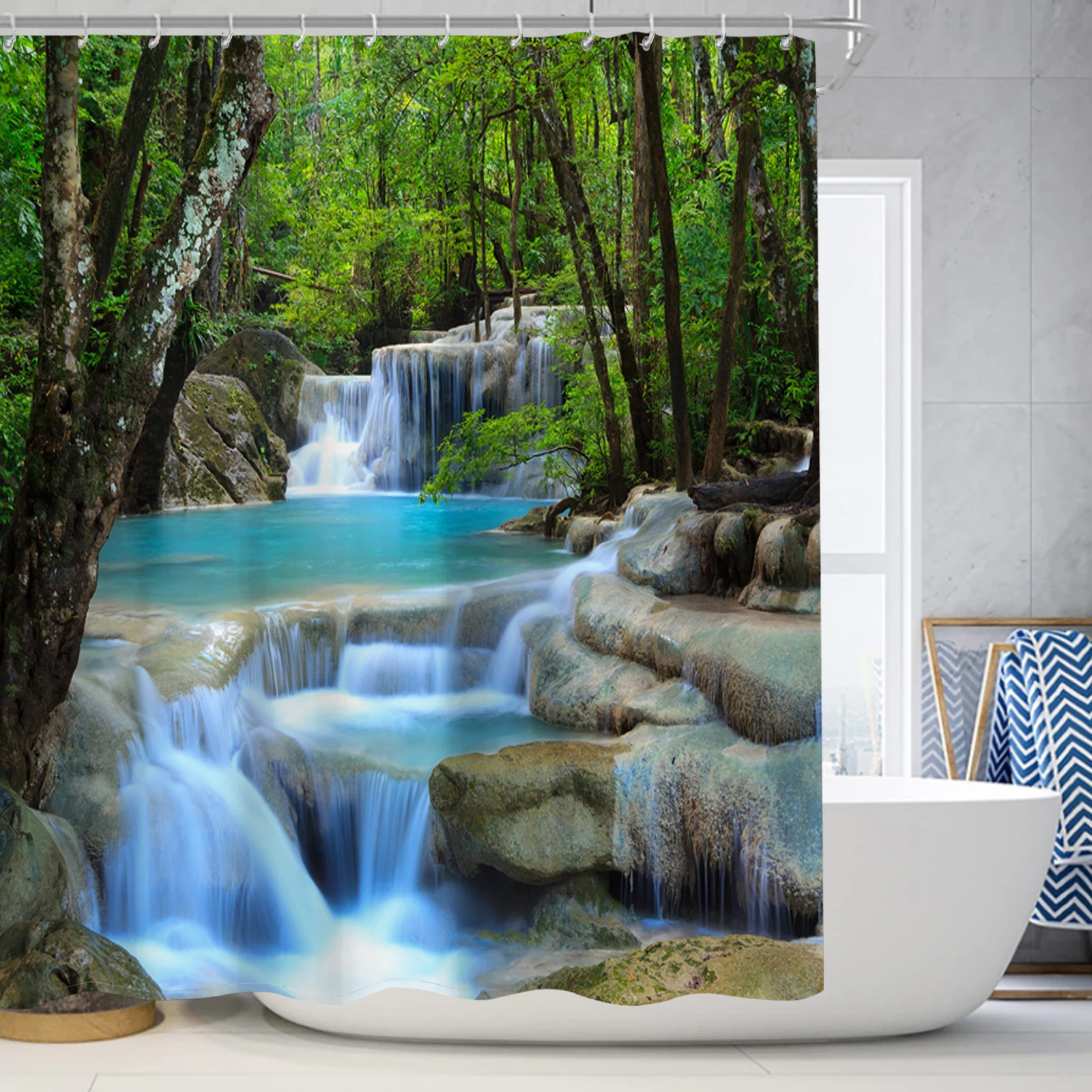 Forest Nature Scenery Print Shower Curtain Waterproof Design Shower Curtain Polyester Home Decoration Bathroom Curtain With Hook