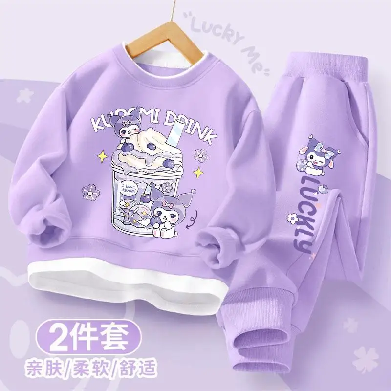 

Футболка с капюшоном для девочек с рисунком аниме Kuromi My Melody, весна и осень Kawaii, новинка Sanrio, модная универсальная футболка с длинными рукавами