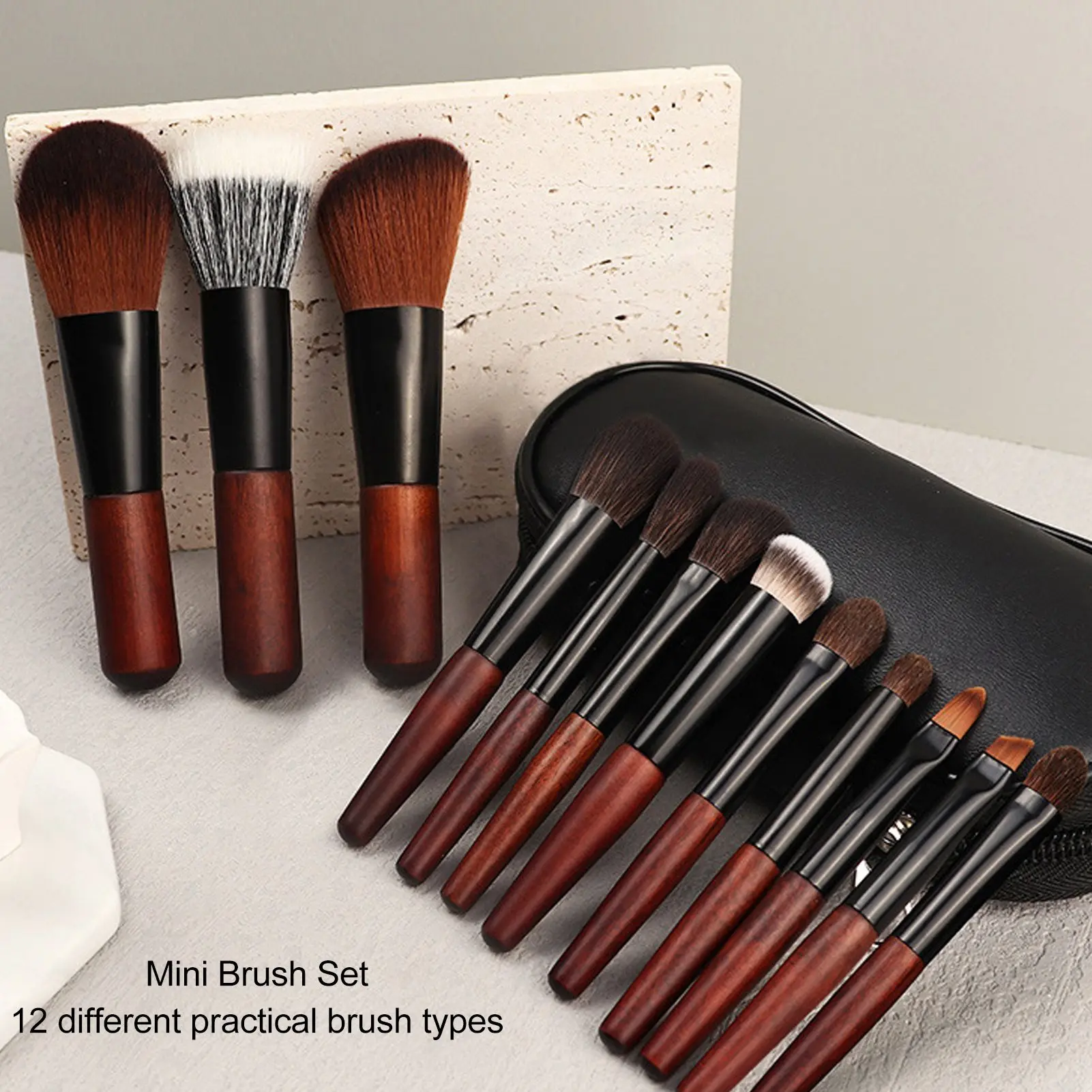 Travel Makeup Brush Set Synthetic Mini 12PCS Powder Highlight Concealer Eye Shadows Blush Mini Makeup Brushes