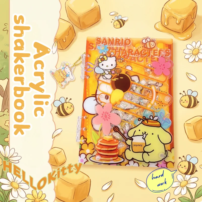 Acrylic shaker book A5 A6 A7 Hello Kitty fashion diary handbook collection note stationery loose-leaf book friend exclusive gift