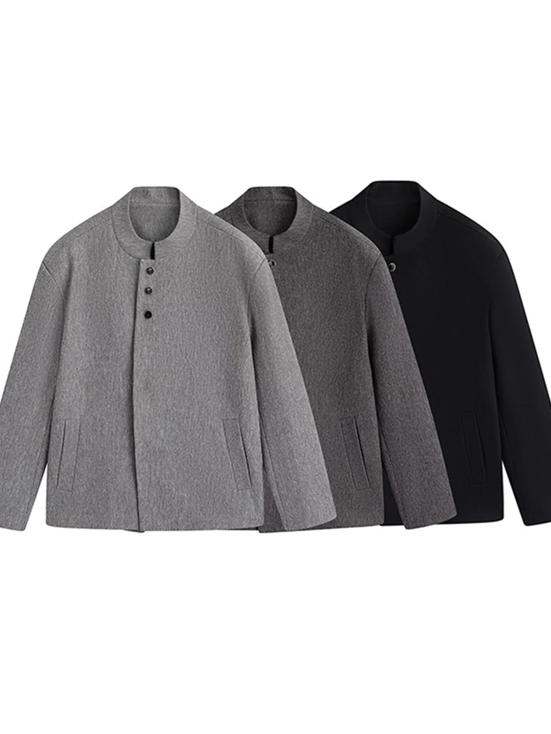 

New Chinese Sle Men's Jaet oulder Pads Stand Collar Casual Versatile Spring Faion Old Money Sle Loose Fit Polyester