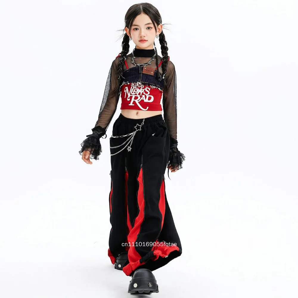 Girls Jazz Dance Outfit Kids Hip Hop Streetwear Fashion Cool Stage Performance Costume For Girls Autumn Dance Wear